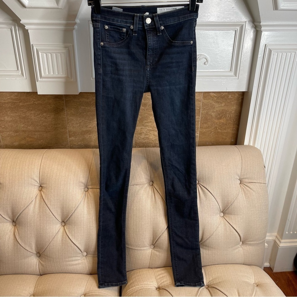 K: RAG & BONE High rise SKINNY LEG JEAN Women’s Size 24. Dark wash Inseam 29.5”